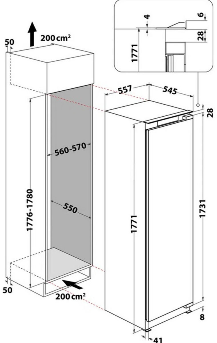 Bauknecht KSI 18GF2 P Einbau-Kühlschrank Festtür 178cm EEK:F