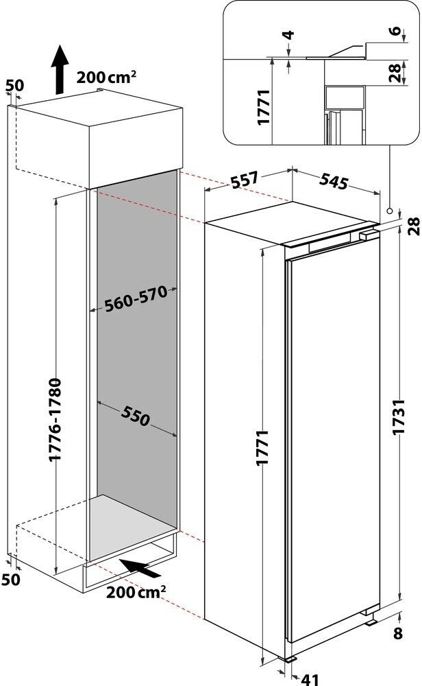 Bauknecht KSI 18GF2 P0 Einbau-Kühlschrank 177cm Festtür EEK:F  